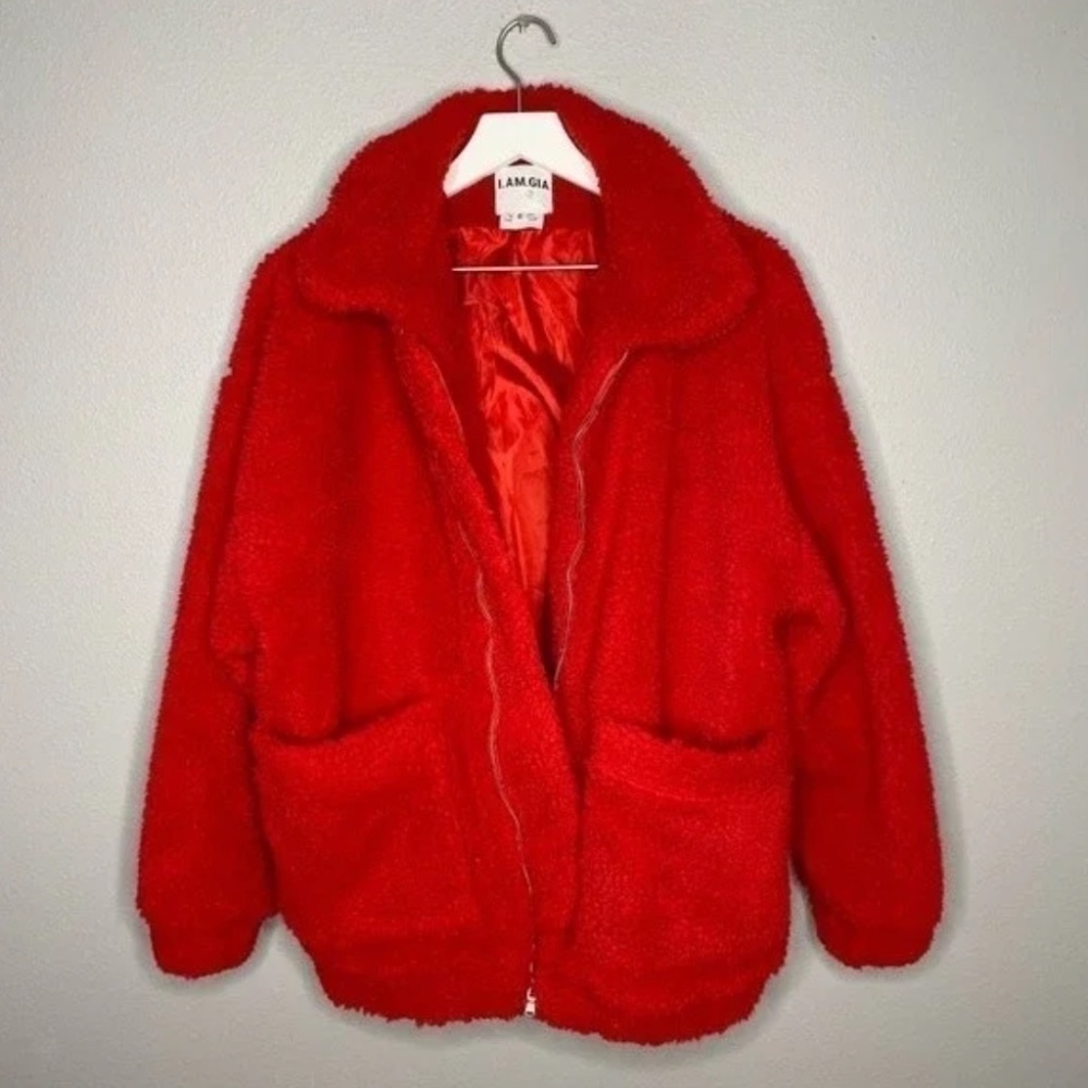 I.AM.GIA. Teddy Red Oversized Jacket - Picture 7 of 9